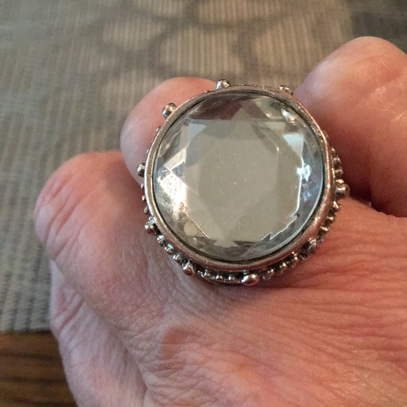 Hammered copper ring with a mirror stone - Picture 3 of 5